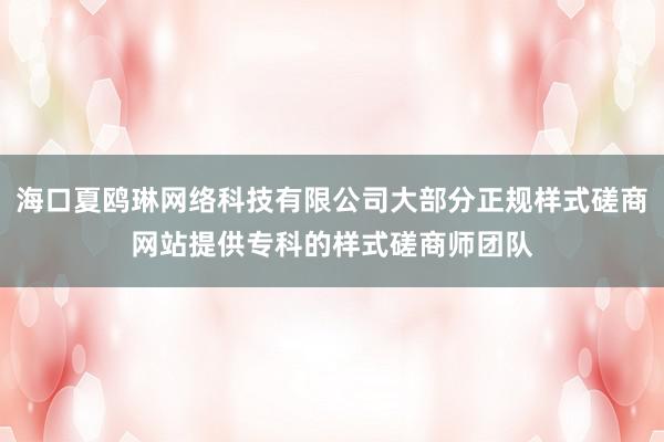 海口夏鸥琳网络科技有限公司大部分正规样式磋商网站提供专科的样式磋商师团队